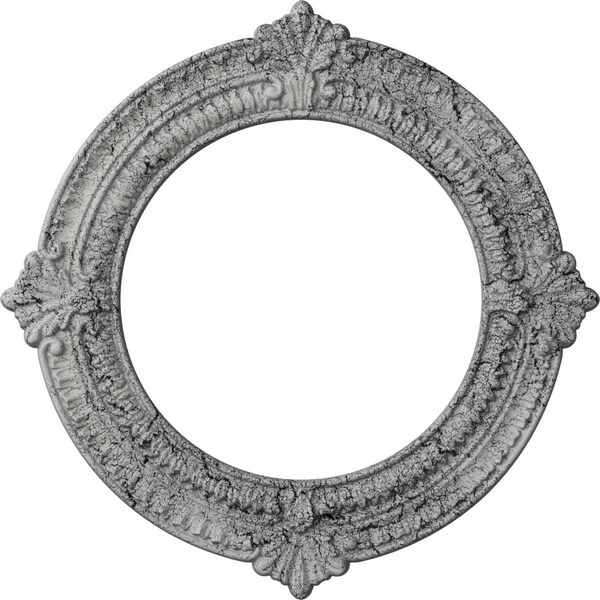 Ekena Millwork Benson Ceiling Medallion (Canopies up to 8"), 13 1/8"OD x 8"ID x 5/8"P, Ultra Pure White Crackle CM13BNUWC - main